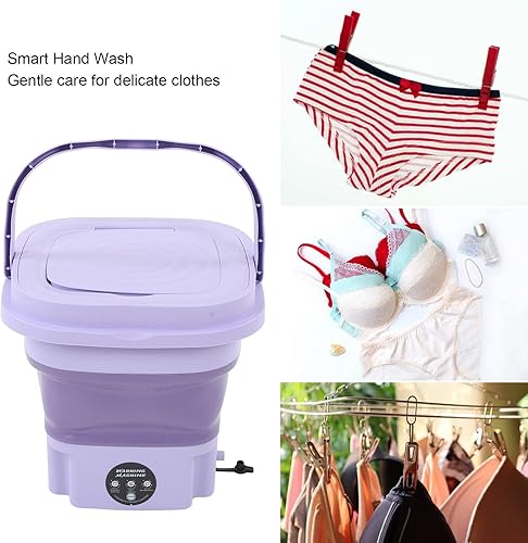 Miniatura 4 de Lavadora portátil, mini lavadora plegable de 8 L, pequeña mini lavadora con centrifugado suave para ropa de bebé, ropa interior o artículos