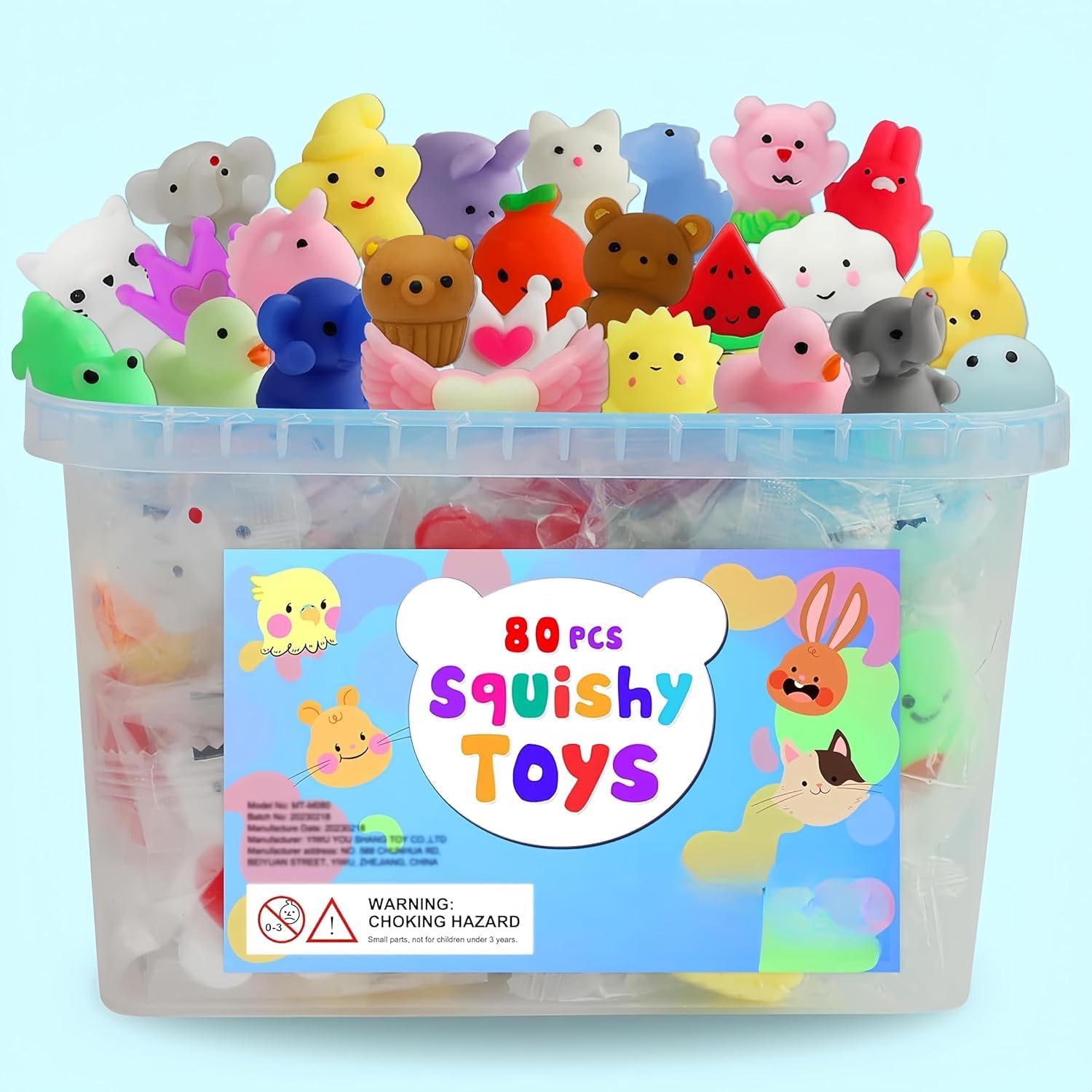 Skade 80 Pcs Mochi Squishy Toys, Mini Kawaii Squishy Party Favors for Kids 3-12 for Easter Basket Stuffers Egg Fillers, Birthday Classroom Prize Christmas Stocking Sensory Toys Gifts for Boys Girls
