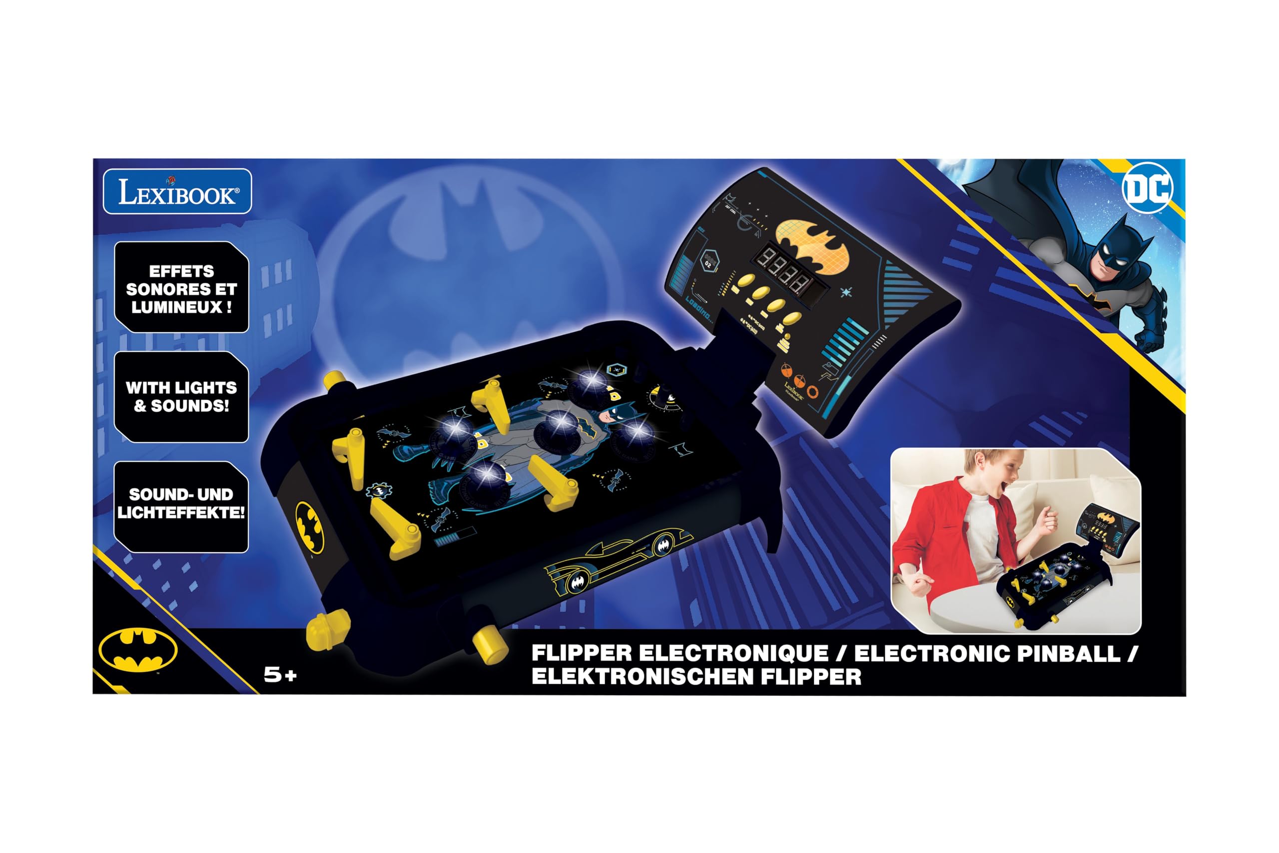 Lexibook, Batman, elektroniczny flipper, czarny/żółty, JG610BATLXB
