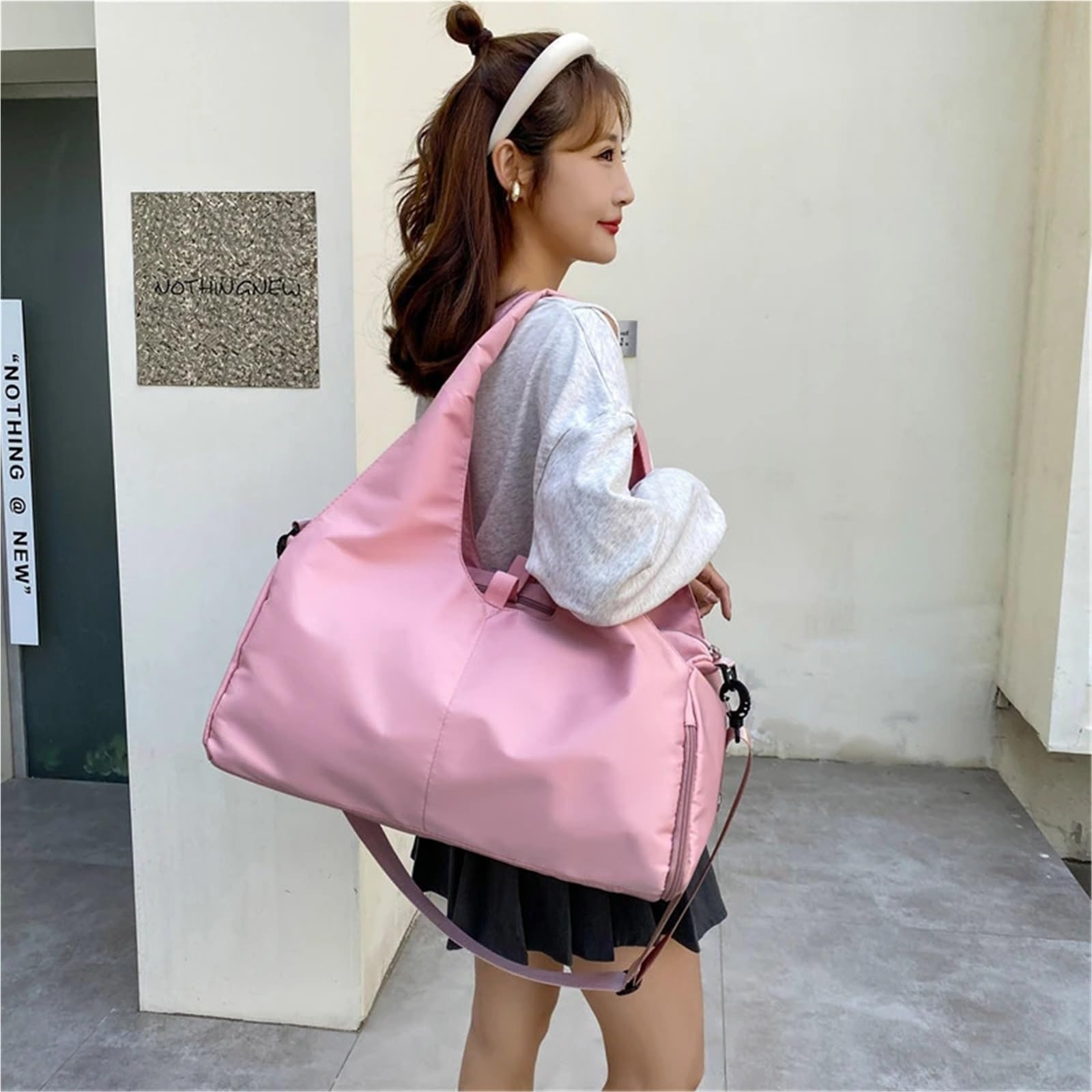 Sporttasche Women Large Capacity Travel Handbag Casual Multi Layer Pockets Shoulder Bag Girls Sports Yoga Luggage Storage Duffle Pack Tote(Purple)