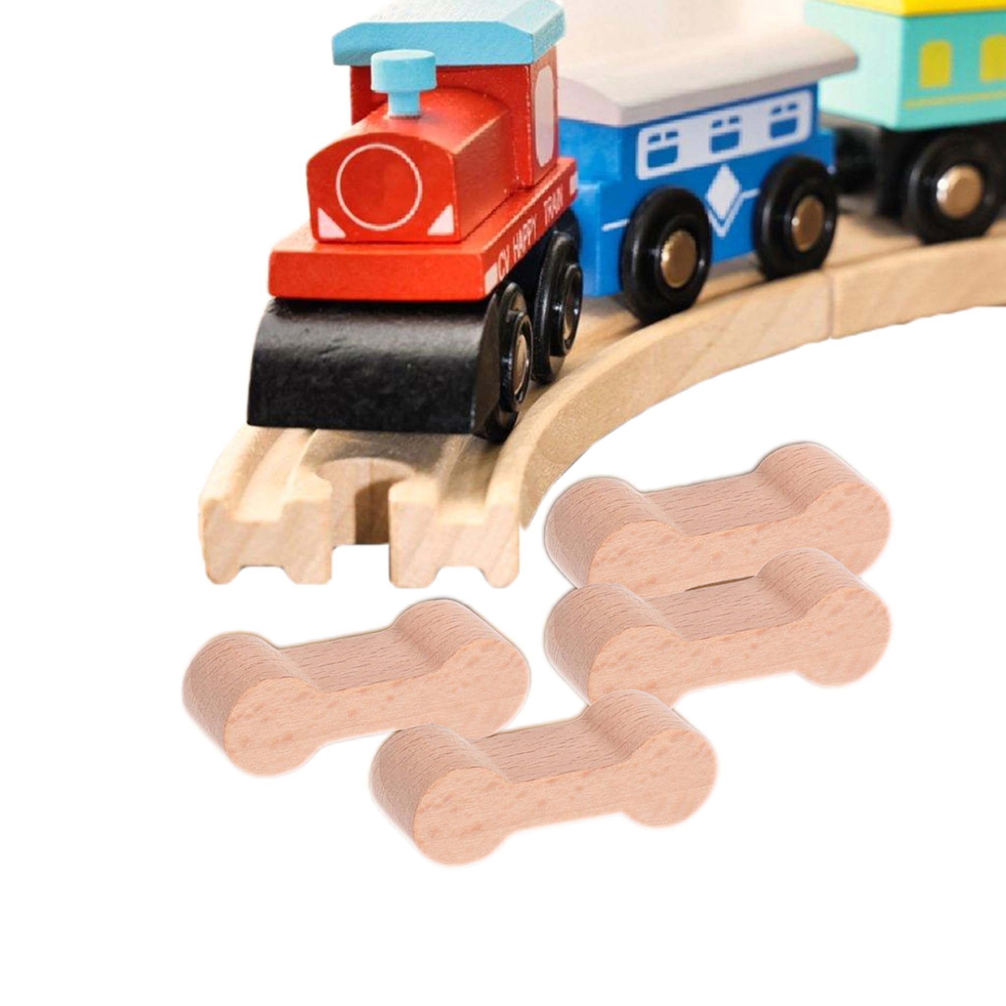JOINPAYA 8Pcs Wooden Train Track Connectors for Diy Railway Building Kit Track Adapter Pieces Compatible with Model Trains Creative Kids Toy Accessories for Imaginative Play