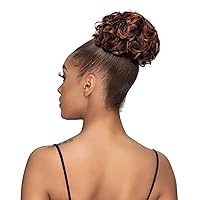 Vista 3 de Janet Collection Mezcla de Cabello Humano Moño Remy Ilusión Scrunch Tendril (BARN ROJO)