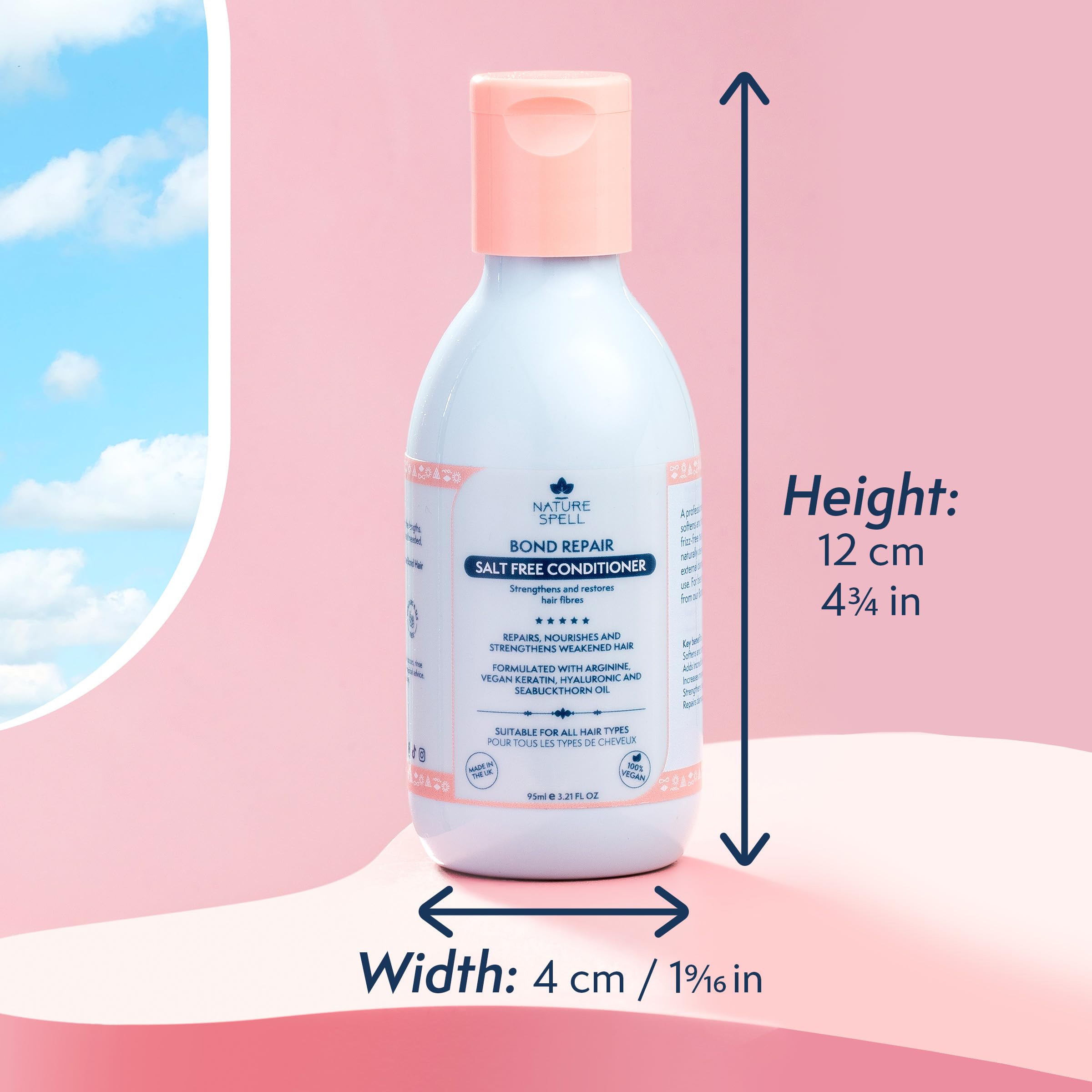 Nature Spell Bond Repair Travel Size Conditioner, Protecting & Repairing, for All Hair Types Infused with Arginine, Vegan, 95ml - Image 2