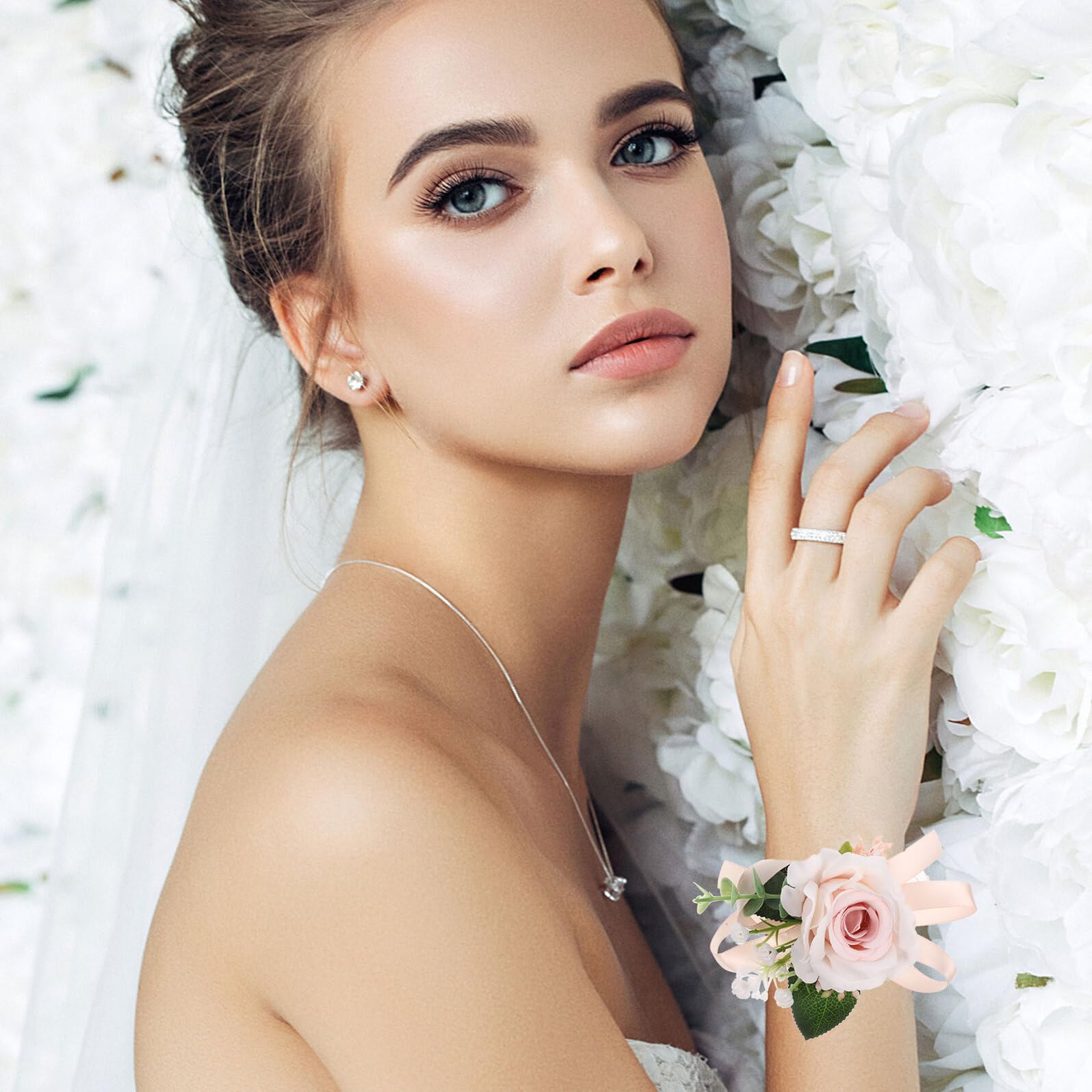 Homoyoyo Braccialetto da Polso Fiori Artificiali 6 Pezzi per Matrimonio, Decorazione Floreale Delicata da Sposa e Damigella, Accessorio Elegante per Feste e Cerimonie Nuziali