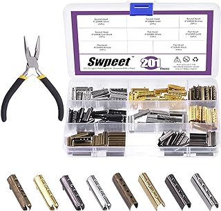 201Pcs 3/4 Inch - 20mm 4 Colors Metal Aglets Shoelace Tips with Flat Nose Pliers Assortment Kit, Head Aglets Replacement Tips