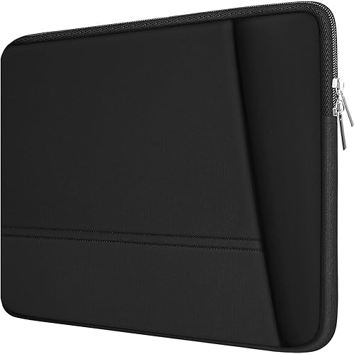 Laptop Sleeve Case 15 inch, Sturdy Portable Monitor Computer Laptop Case, Carrying Sleeve Bag 15.4'' with Pockets for MacBook PC Mac HP Lenovo Dell Asus Xbox Switch, Black