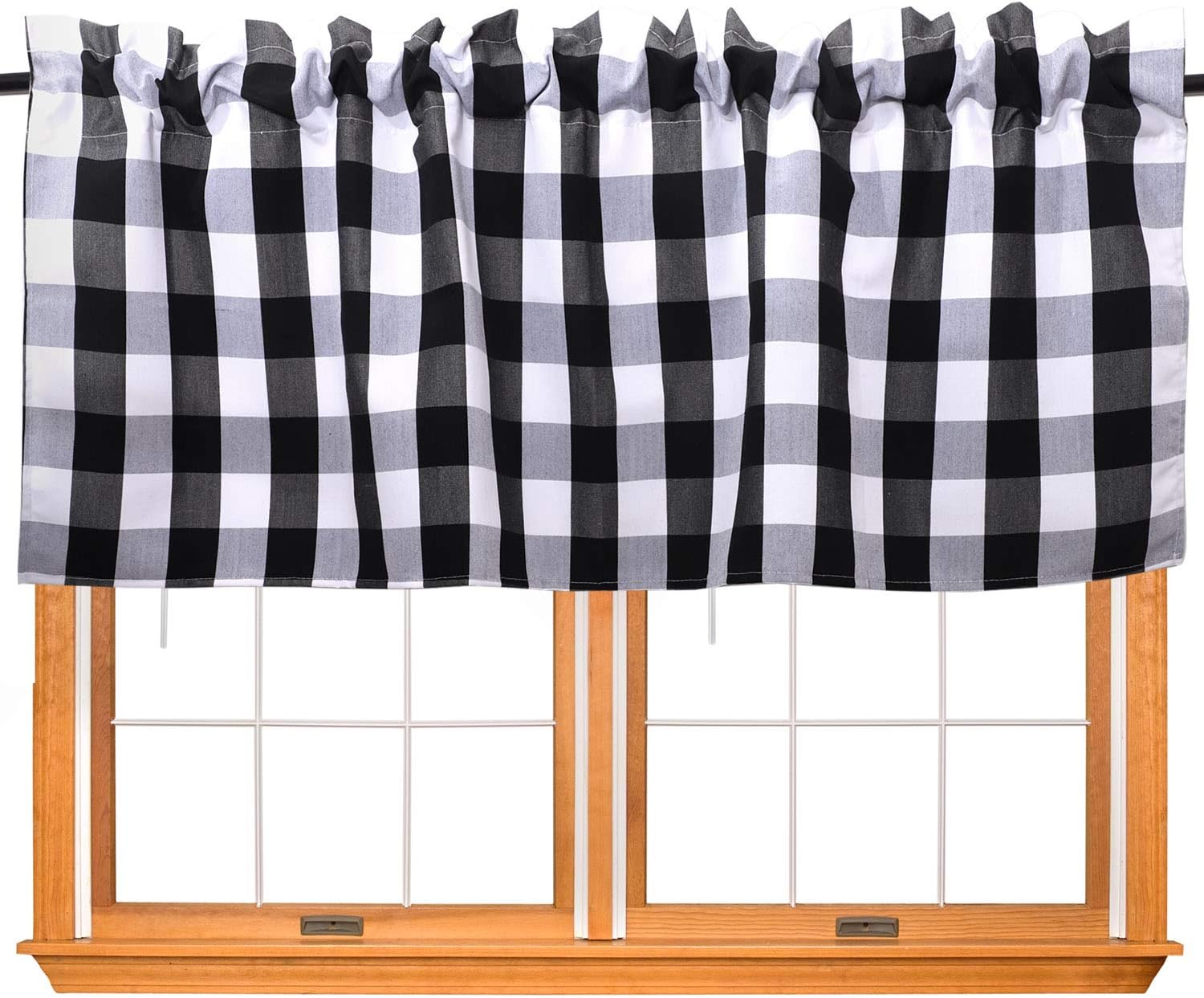 URATOT 1 Piece Buffalo Plaid Valance Window Curtain Valance for Kitchen Buffalo Checkered Curtain Valance