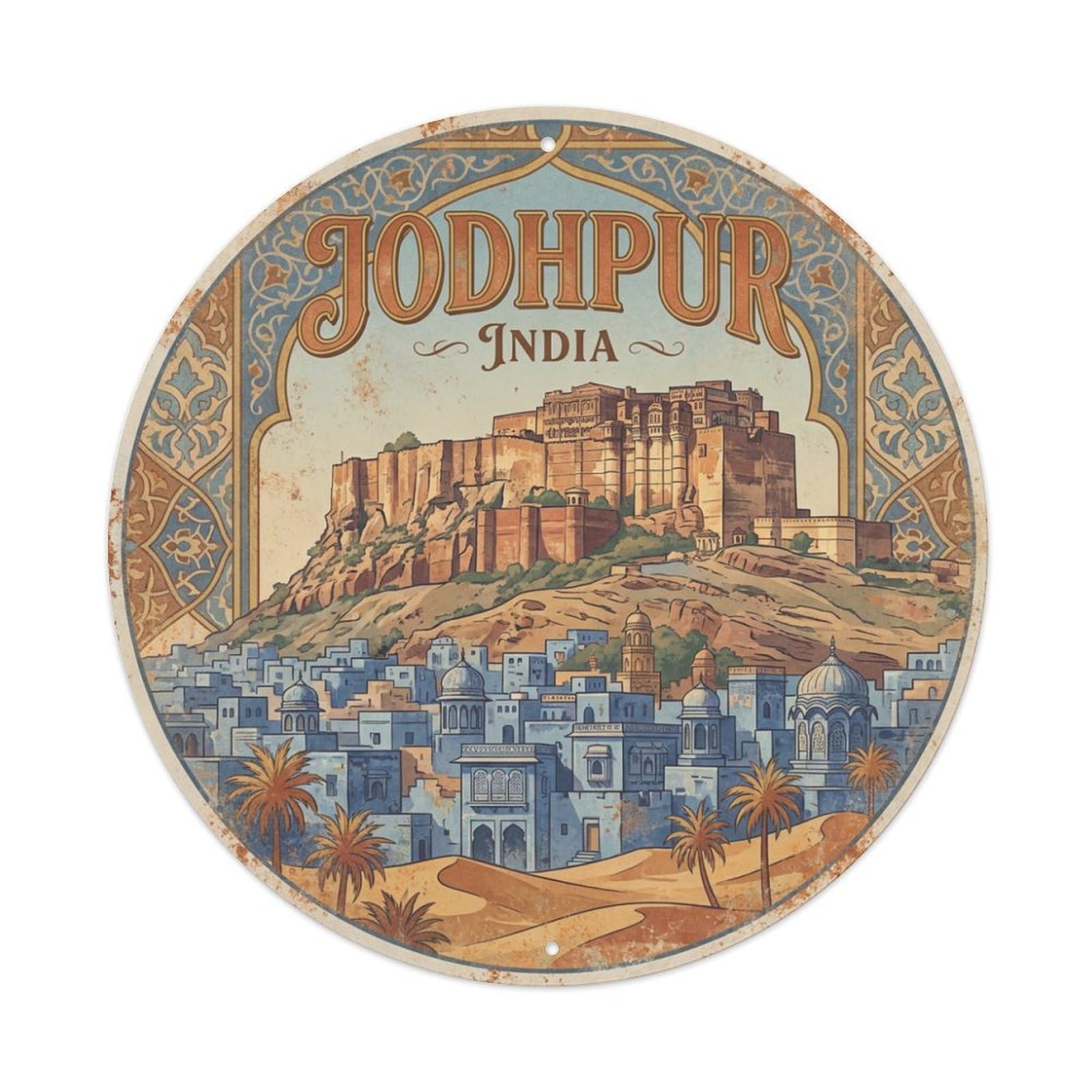 Travel India Vintage Jodhpur Metal Tin Sign
