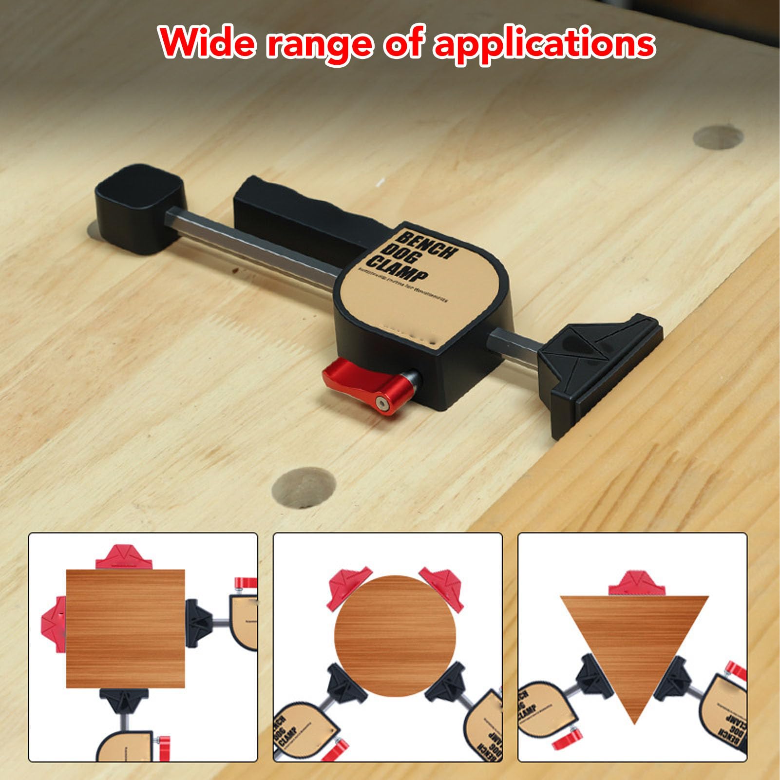 Morsetto per cani da banco Morsetto per cani da banco Kit di morsetto a vite regolabile per progetti di lavorazione del legno con fori da 19 mm Cuscinetto in gomma plastica in