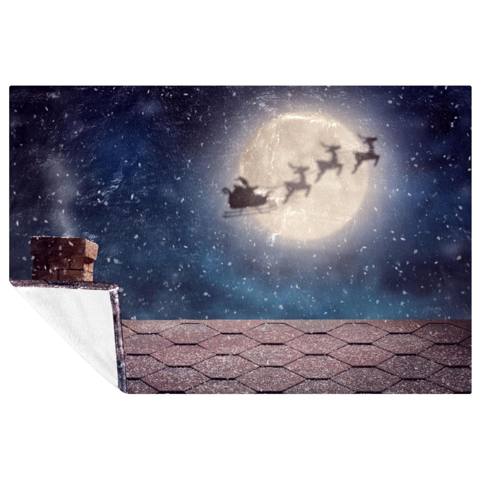 Couverture Père Noël 150x100 cm douce et chaude pour lit et canapé