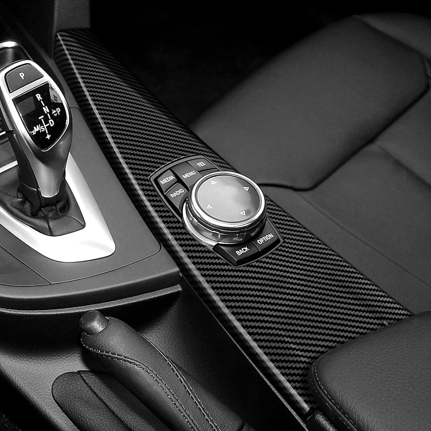 Car Multimedia Cover Sticker Wrap Carbon Color ABS Decal Trim fits for BMW F30 F31 F34 3GT F32 F36 Accessories - F33 Convertible NOT FIT