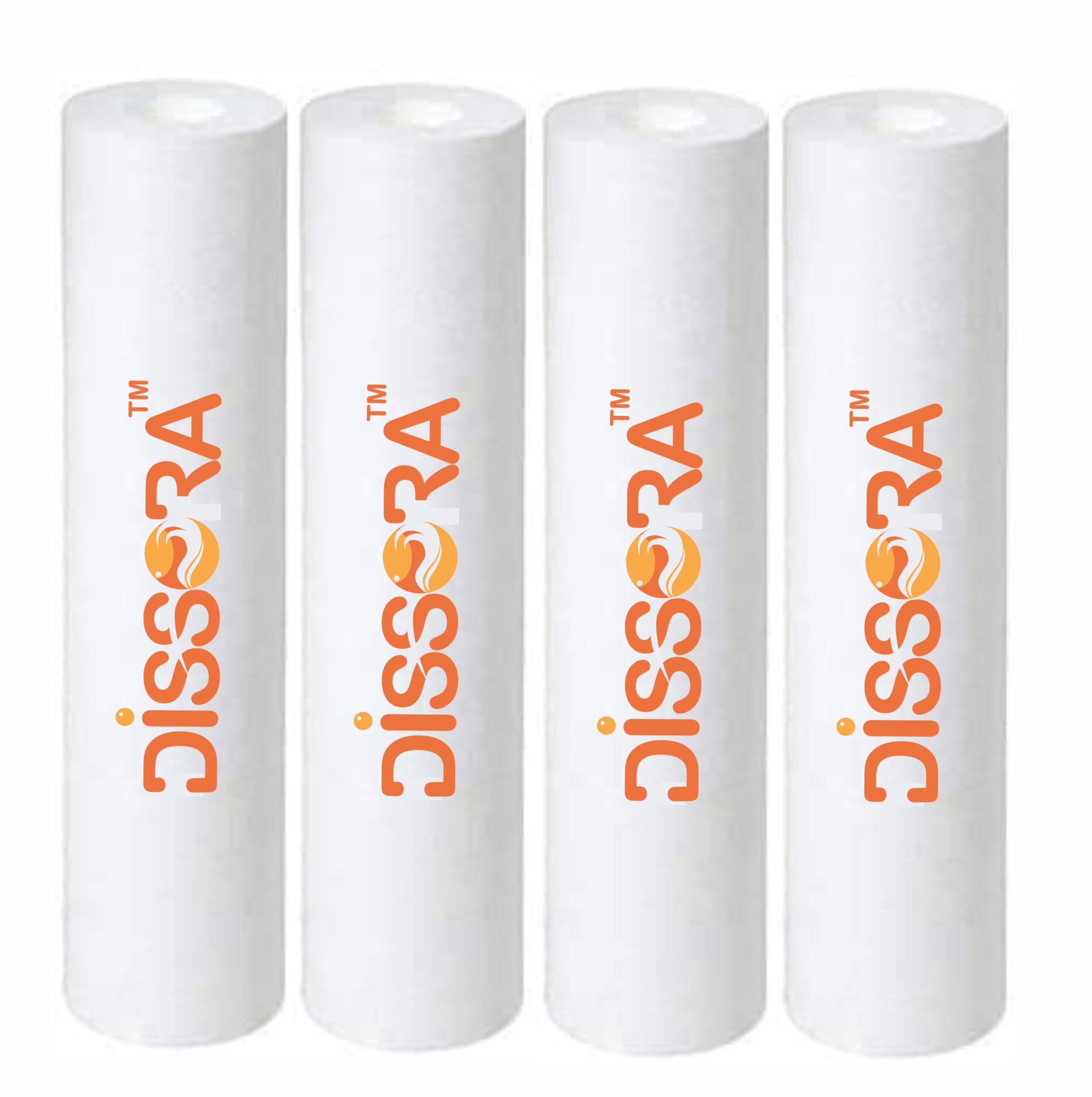 Dissora Kemflow 10 Inch 5 Micron PP Spun Pre Filter Candle, Suitable for All Brands RO UV UF, 90Gm Premium Filter, Pack of 4