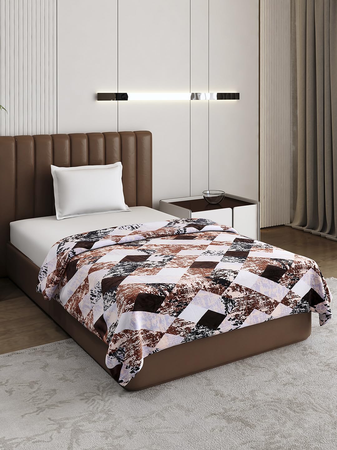 Monte Carlo Brown Printed Single Bed 240 GSM Ac Blanket (Width 160 CM, Length 220 CM) - 4-picture-23