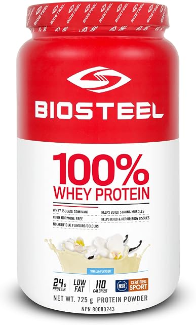 BioSteel 100% Whey Protein Powder, rBGH Hormone Free and Non-GMO Post Workout Formula, Vanilla, 25 Servings