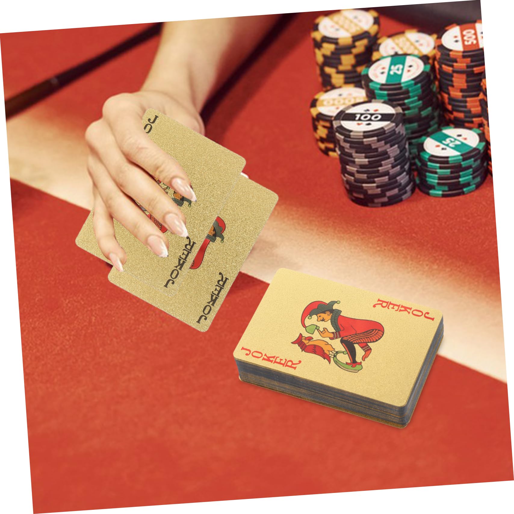 VICASKY 5 Cajas Naipes De Papel De Oro Naipes De Lujo Cartas De Juego De Mesa Naipes a Prueba De Agua Jugando a Las Cartas a Prueba De Agua Cartas De Póquer Impermeables Juguete La Mascota
