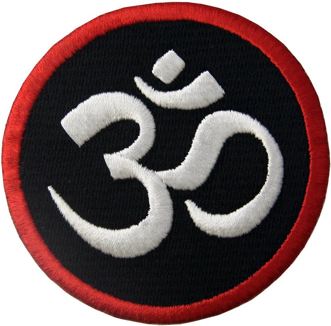 Hindu Symbol Inner Peace Patch Om Aum Embroidered Buddhist Morale Applique Iron On Sew On Emblem