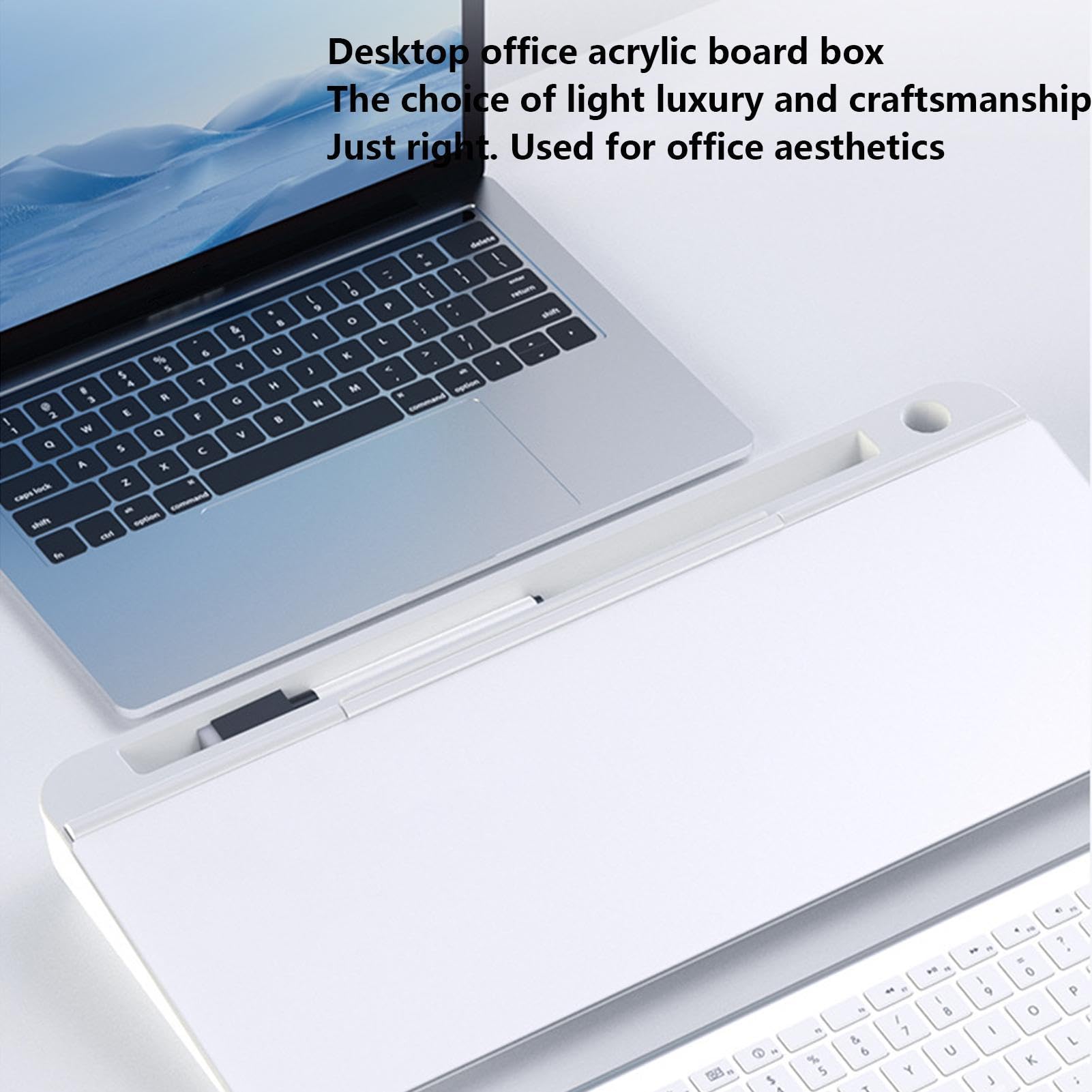 Lavagna bianca da scrivania, piccola lavagna cancellabile a secco, in vetro, con cassetto, supporto per tastiera del computer per attività, appunti e appuntamenti, materiale scolastico | Organizer da scrivania con 3 pennarelli, supporto per tastiera per c