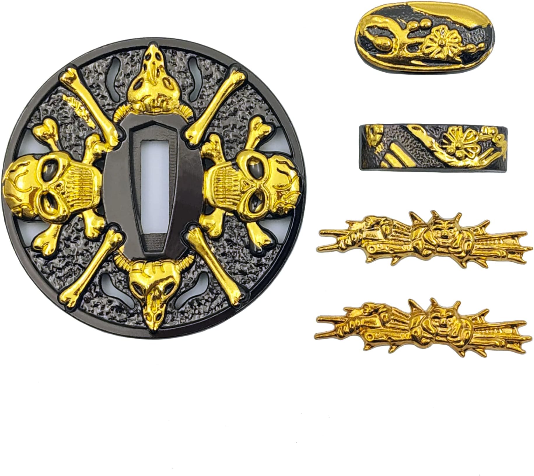 Katana Tsuba Set - Alloy Samurai Sword Guard Made by Electroplating and Grinding, and Has Good Rust Resistance and Wear Resistance