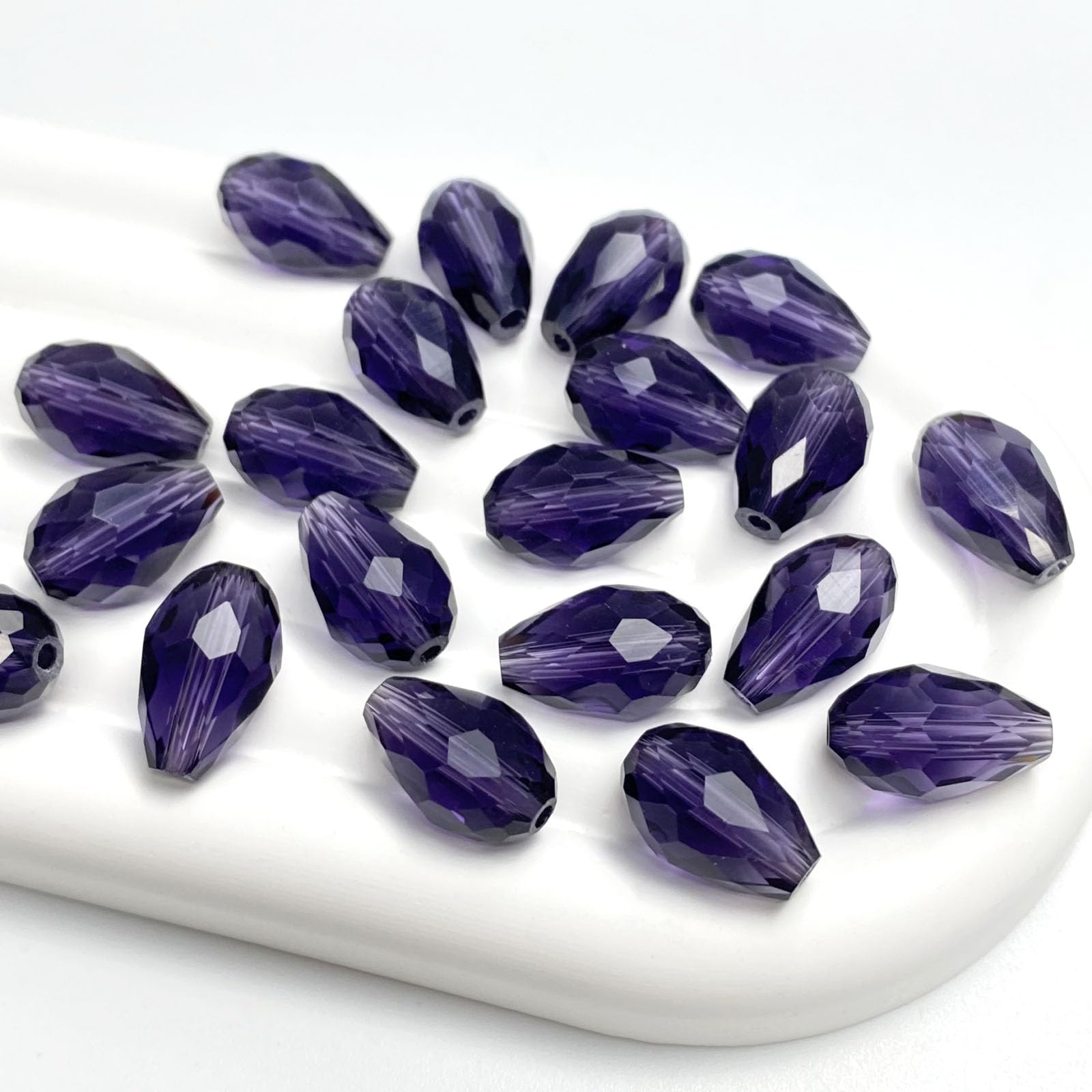 Perles en verre en cristal goutte d'eau violettes pour bijoux DIY