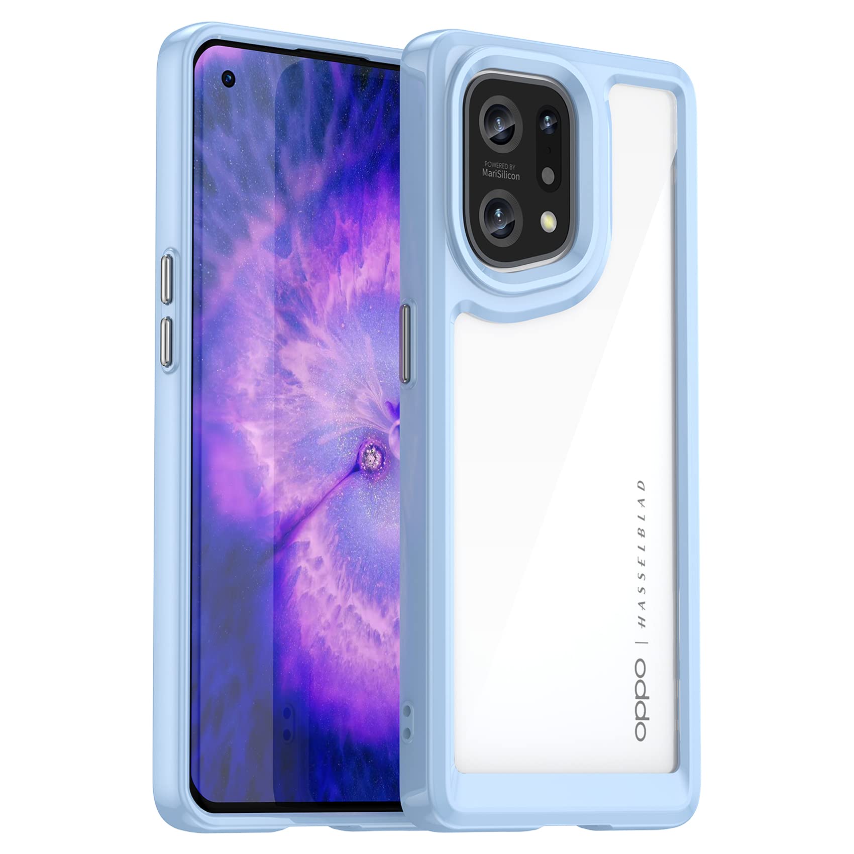 BORYA Cover per OPPO Find X5 Lite 5G, Antiurto Trasparente Ultra Sottile Premio Silicone TPU PC Bumper Custodia, Morbida Antigraffio Caso (Schermo Protettore Incorporato), Nero