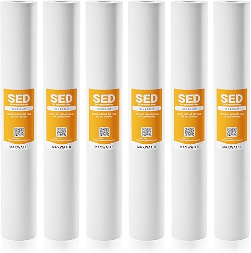 Miniatura 10 de Max Water Slim Blue - Cartucho de repuesto para filtro de agua de sedimento de polipropileno soplado por fusión de 1 micrón, 20 x 2.5 pulgadas