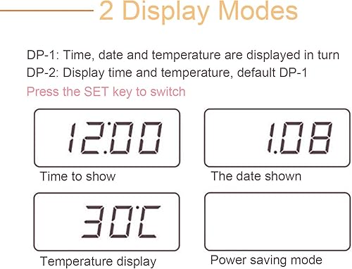 Miniatura 8 de Multifuncional Retro Mesilla Radio Reloj despertador de madera Pantalla grande Pantalla Digital Reloj Radio
