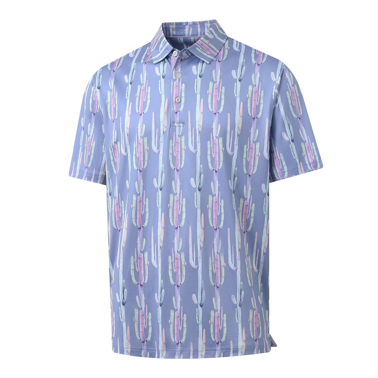 M MAELREG Mens Golf Shirt Short Sleeve Dry Fit Print Moisture Wicking Performance Patterns Collared Polo Shirt — view 52