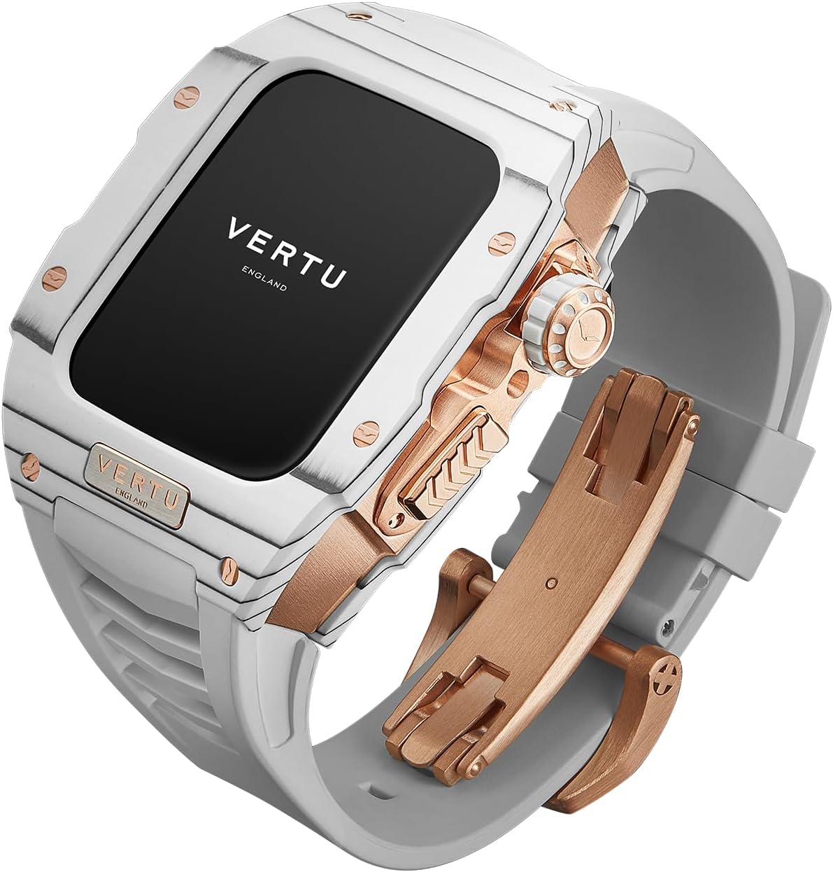 VERTU H1 Smart Watch for Men, Carbon Fiber Mechanical Smartwatch for Android with 1.85" Sapphire Display, Answer/Make Call, Fitness Watch, Blood Oxygen, Heart Rate and 100+ Sports Modes (White&Gold)
