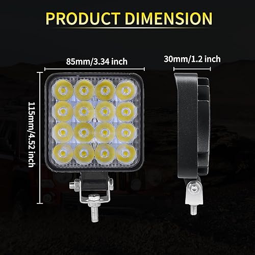 Miniatura 2 de Willpower 2 unids 3.3 pulgadas 48 W mini luz de trabajo LED ultra fina haz LED Pods Offroad conducción luces 12V 24V niebla lámparas para camión,