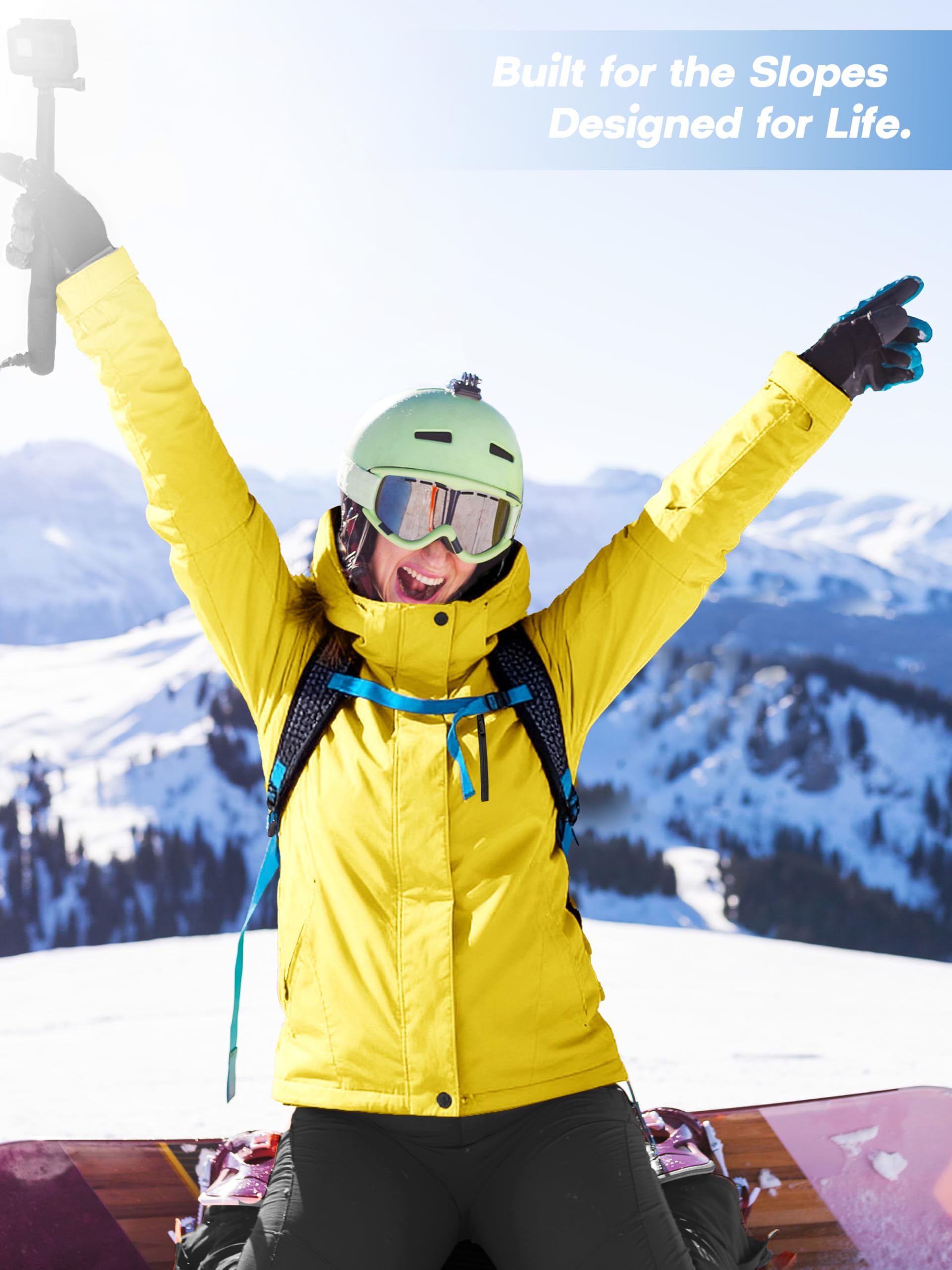 FREE SOLDIER Women's Waterproof Ski Snow Jacket Fleece Lined Warm Winter Rain Jacket with Hood Fully Taped Seams