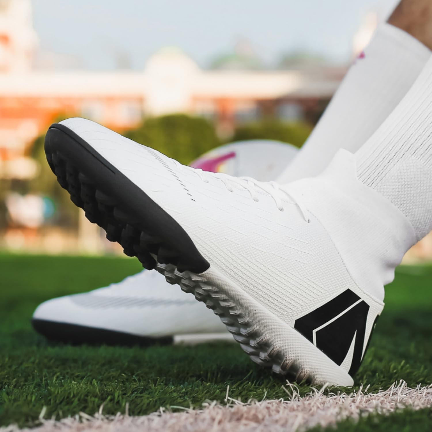 Turf Cleats AMZ BSHIDA Turf Soccer Shoes Lace-Up Cleats For