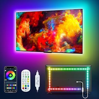 Daymeet LED Lights for TV, 13.1ft TV Lights for 45-60in Tvs, RGB Music Sync Tv Backlight Behind, Bluetooth with Remote and APP Control LED Strip Light for Gaming Room Xmas Decoration