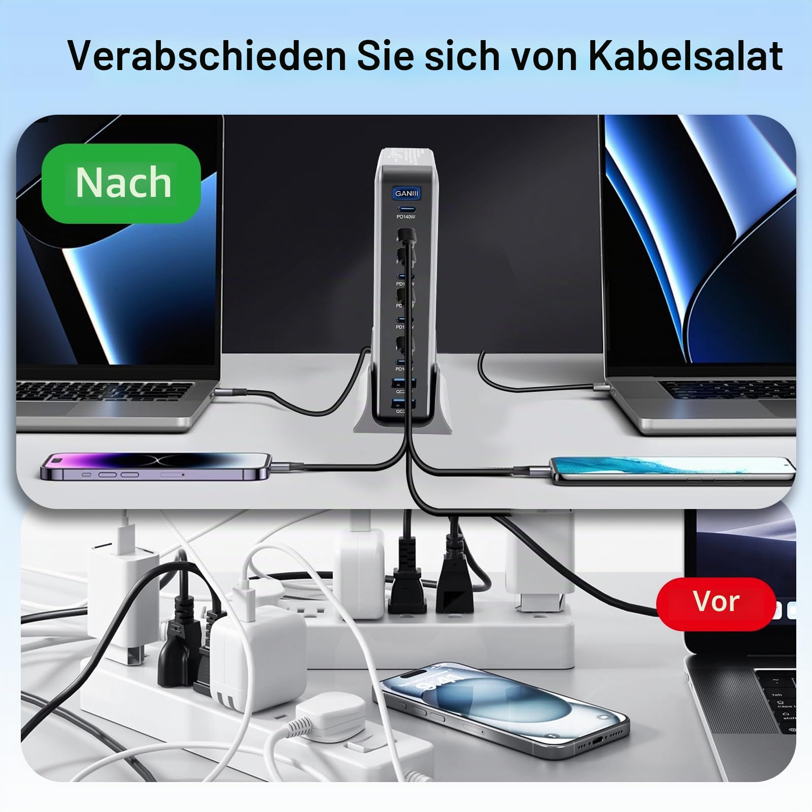 1000W USB C Ladegerät Mehrfach, 10 Ports USB C Netzteil Schnellladegerät, Ladegerät 100w, Laptop Ladegerät Ladestation für MacBook Pro/Air, i Pad, iPhone, Galaxy