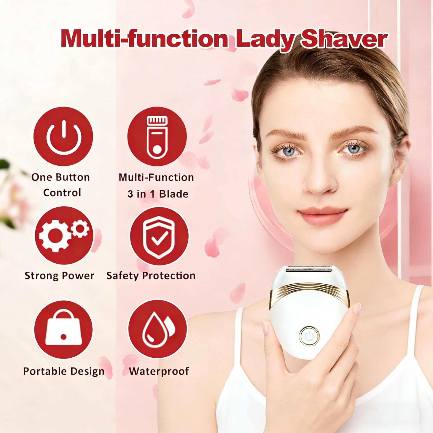 Electric Shaver for Women Face, Facial Hair Removal, Wet/Dry Electric Razor Bikini Trimmer for Arms,Legs,Face,Underarm (White)