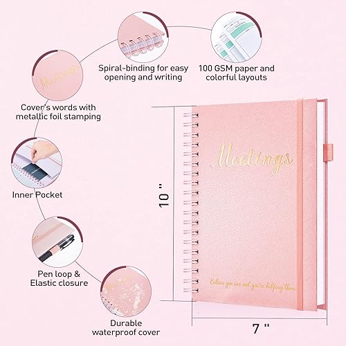 Miniatura 5 de JUBTIC Cuaderno de reuniones para el trabajo con artículos de acción, diario de trabajo, organizador de proyectos, cuaderno de negocios para