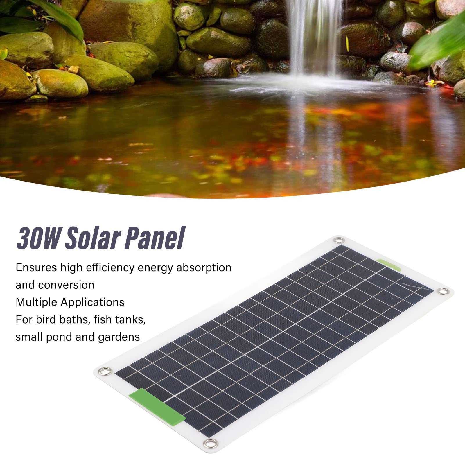 Kit Pompa Acqua Solare Efficiente Pompa per Fontana da 30 W con Pannello Solare per Acquario Piccolo Laghetto, Materiale ABS
