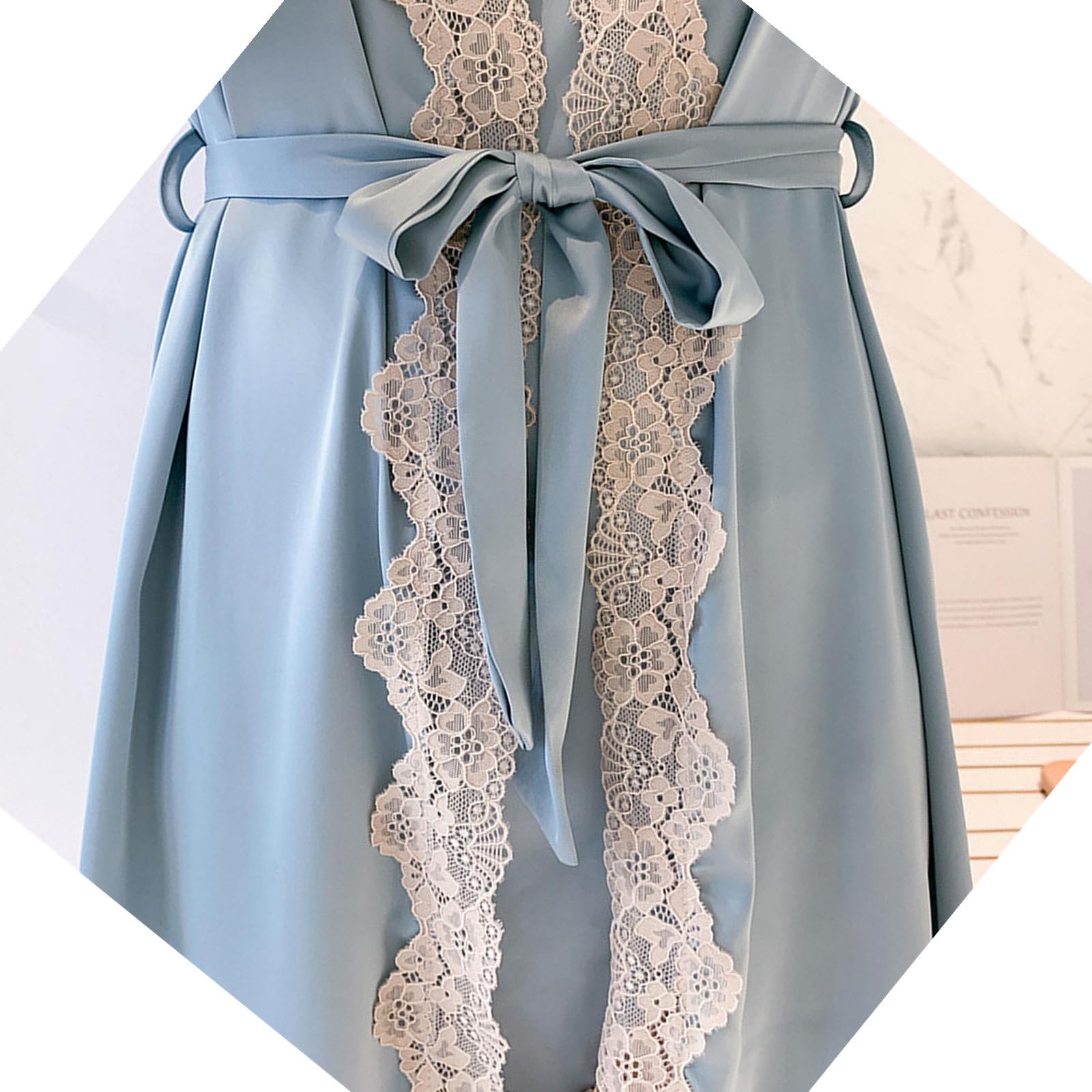 Camicia Notte Donna Campeggio da Notte per La Prima Serata di Seta di Seta di Ghiaccio Femminile E Autunno Abito da Notte in Due Pezzi con Estate Estate-n-m80-105 Catties
