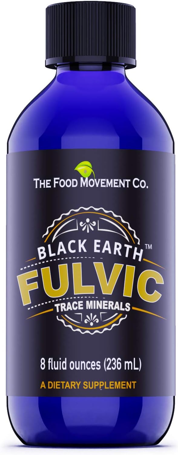The Food Movement Black Earth Fulvic Acid Humic Trace minerals, Gut Health, Exercise Recovery, Hormone Support - 8oz Liquid Supplement