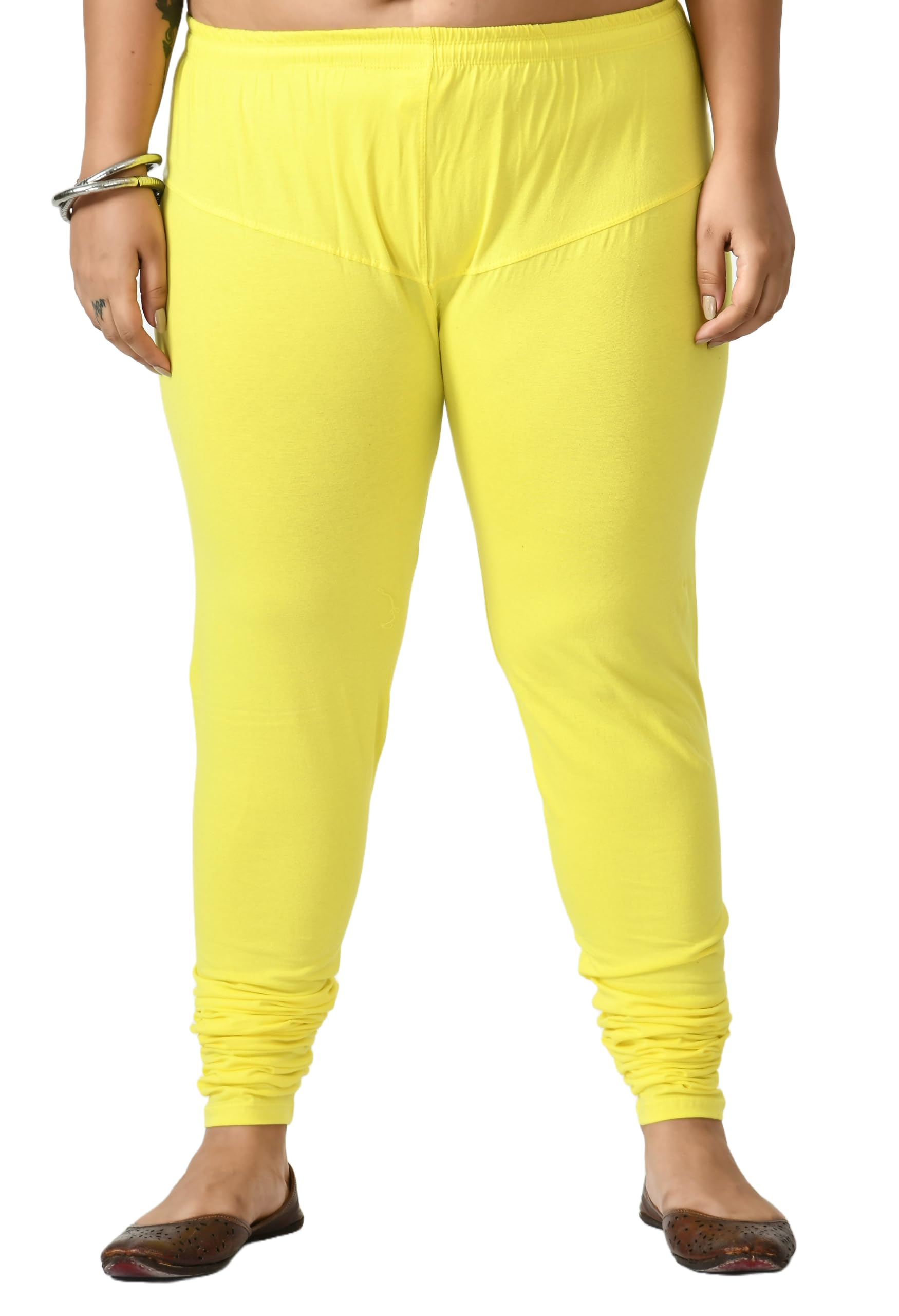 FrubaWomen Cotton Lycra Full Length Ruby Cut Churidar Leggings|Plus Size Leggings|Jumbo Leggings