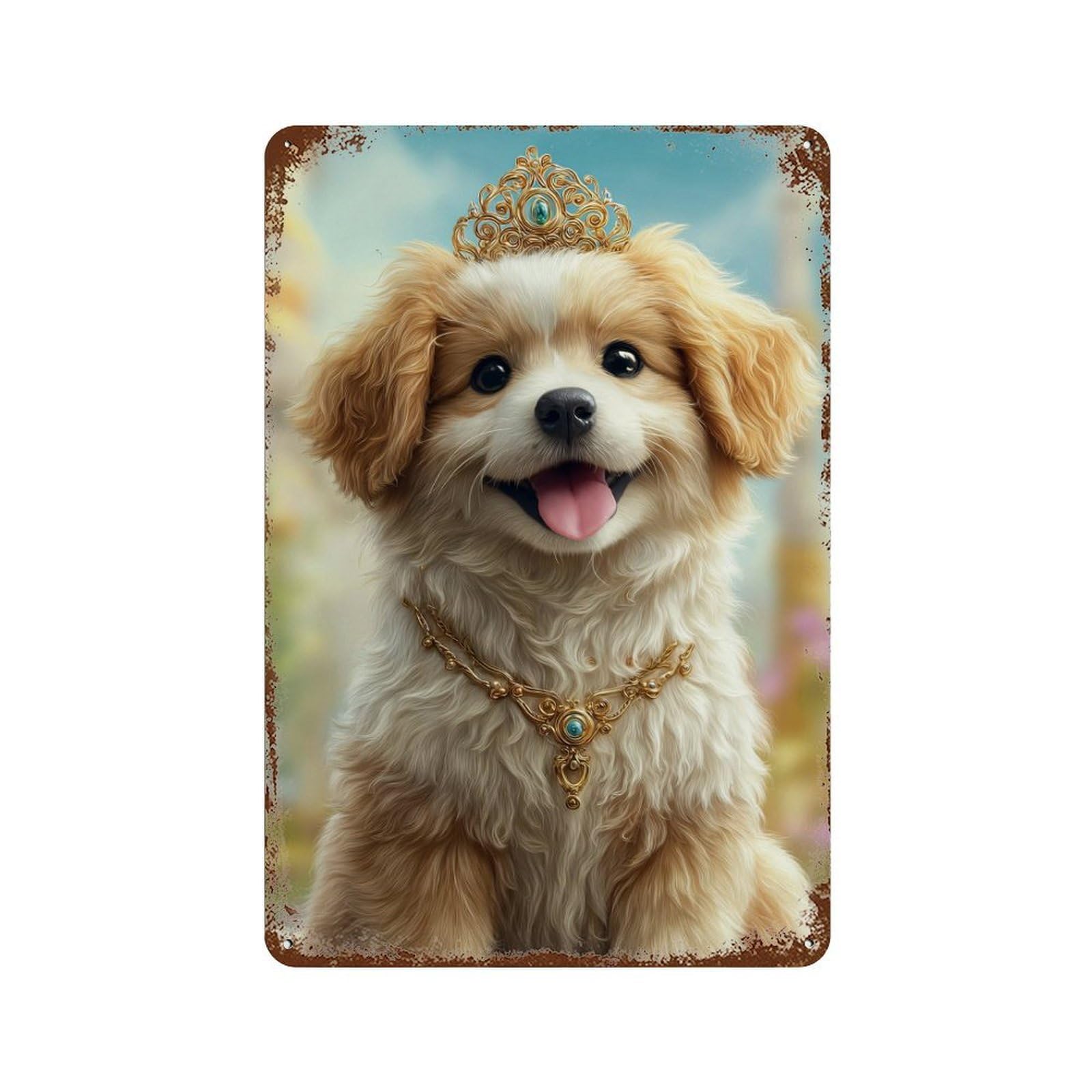 Royal Pup Jewels Vintage Wall Sign 11.8"x7.9", Rust Effect Metal Decor for Garage, Bar And Workshop Decor