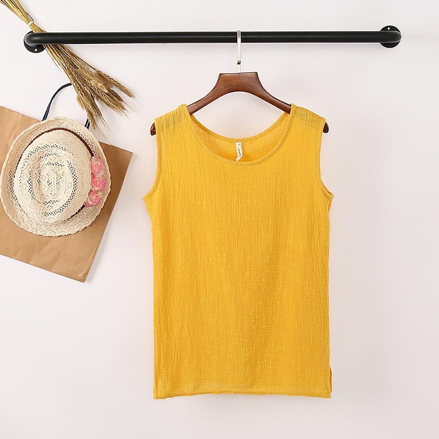 Tank Tops for Women Linen Cotton Sleeveless Shirts Casual Blouses Basic Crop top Loose Fit 2026 Summer Vacation Tunic