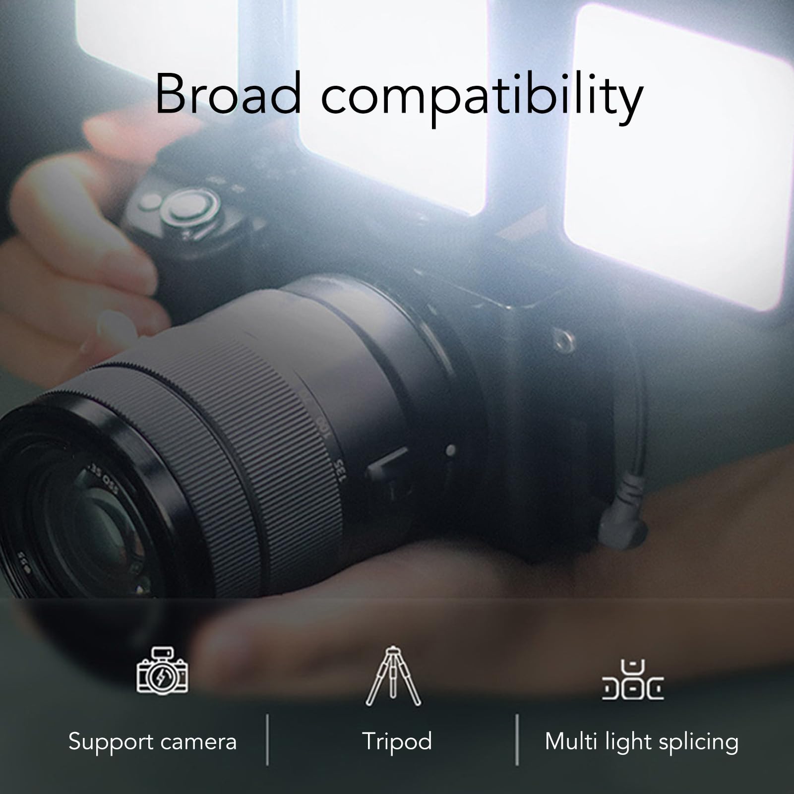 LED Video Light, Portable Camera Light LED Video Light Camera Light for Pictures Video Recording Portable Light 62 LED Beads for Outdoor Photography Live Streaming Zoom Calls