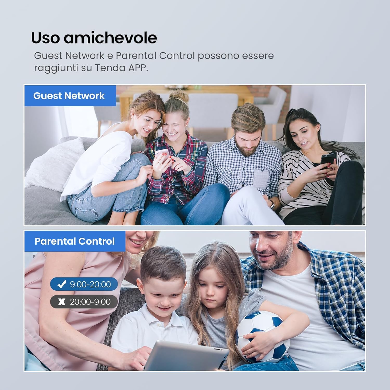 Tenda AC8 Router WiFi AC1200 - Router Wireless Dual Band 5GHz/2.4GHz, Gigabit Porte, Antenne 4x6dBi, Repeater Access Point Mode, Beamforming/MU-MIMO/Controllo APP/IPv6/WPS