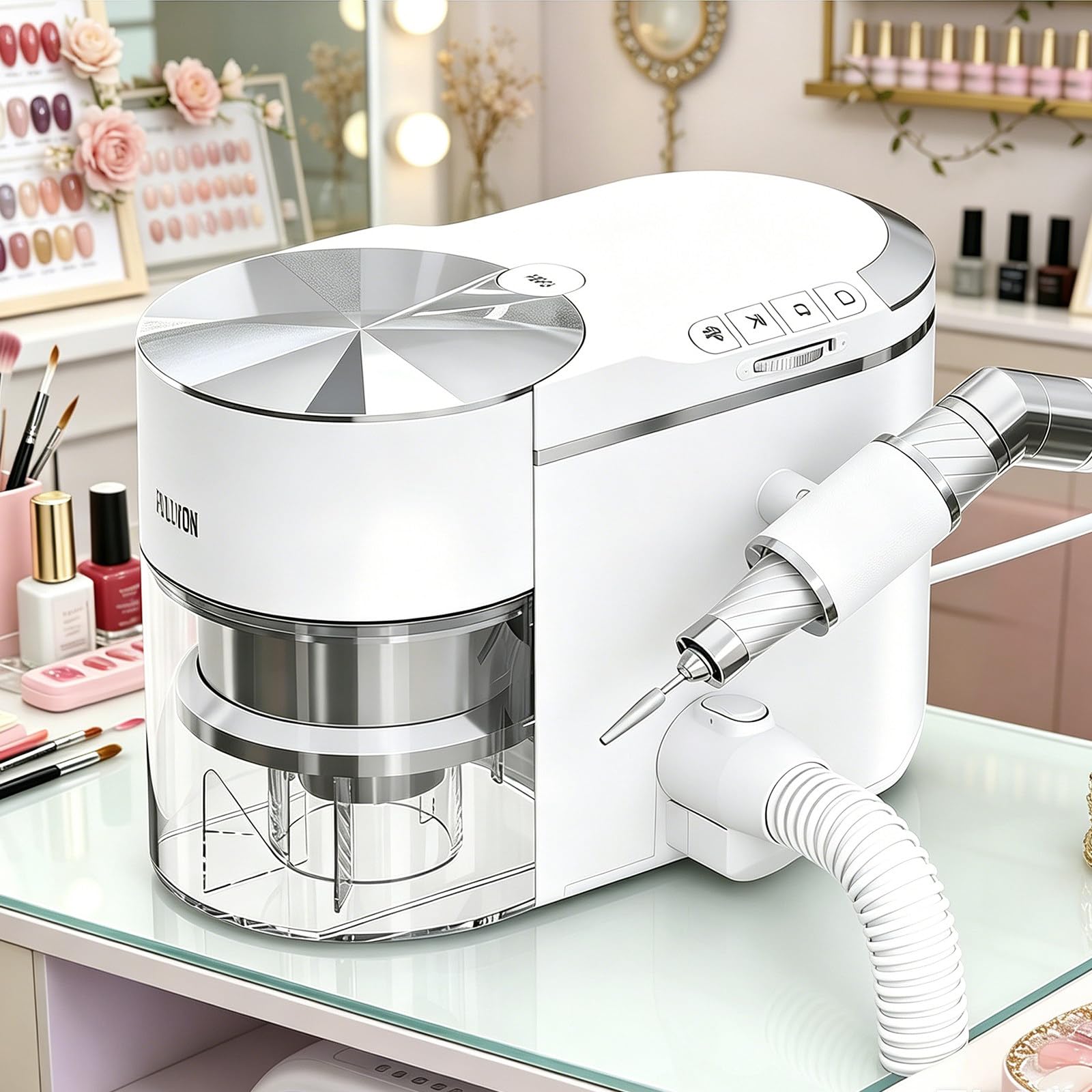 Sunseota Nail Dust Collector with Electric Nail Drill, with 30000rpm Suck While Grinding Adjustable Speed,Nail Vacuum Cleaner & Nail Drill Machine Kit,for Nail Salon White
