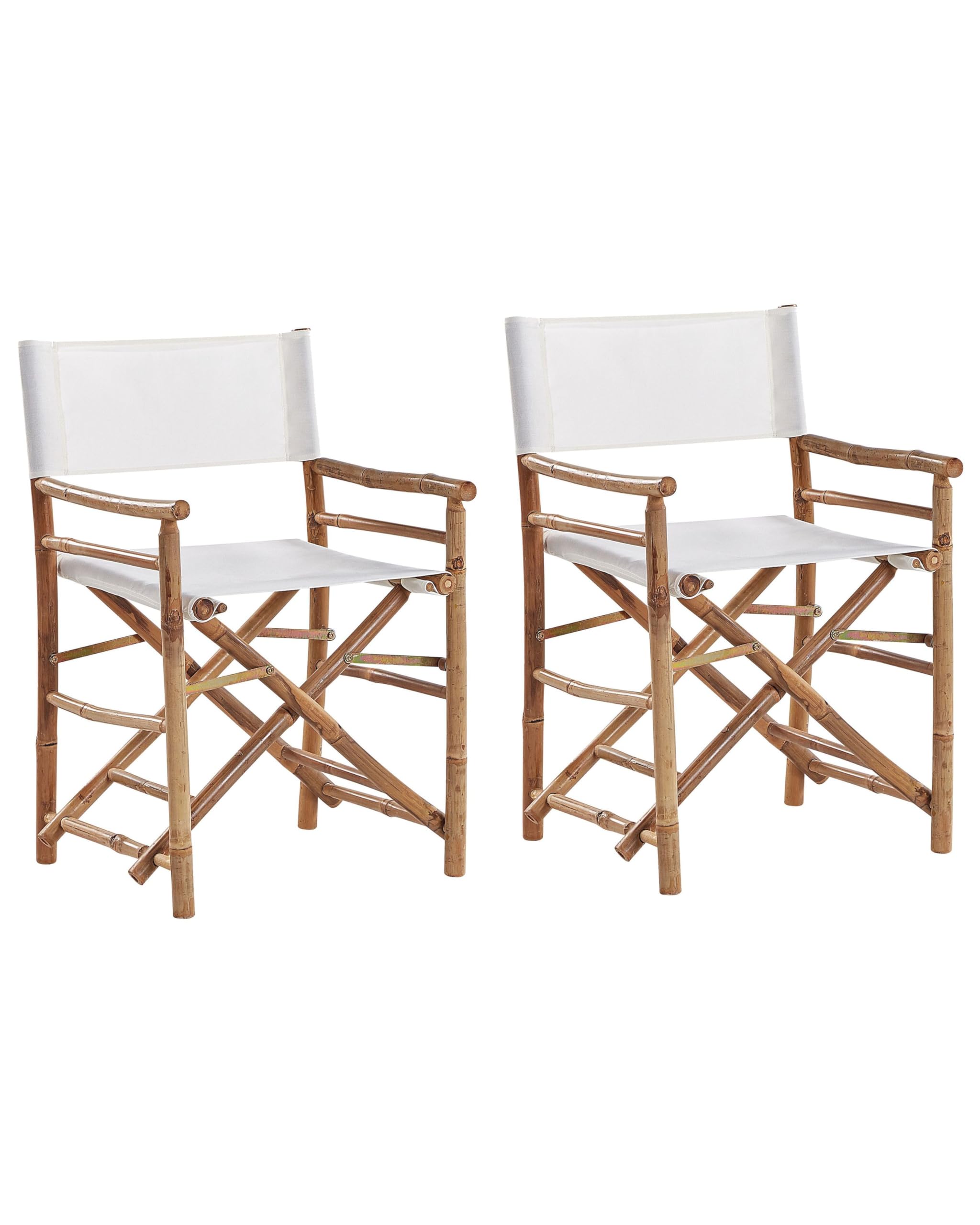 Beliani Conjunto de 2 sillas de bambú sillas de Director Plegables de Exterior Tela Beige Molise