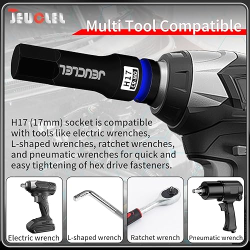 Miniatura 5 de Enchufe de punta de impacto hexagonal de 0.669 in, H17 12 pulgadas, adaptador de destornillador hexagonal de acero Cr-Mo para llaves de trinquete