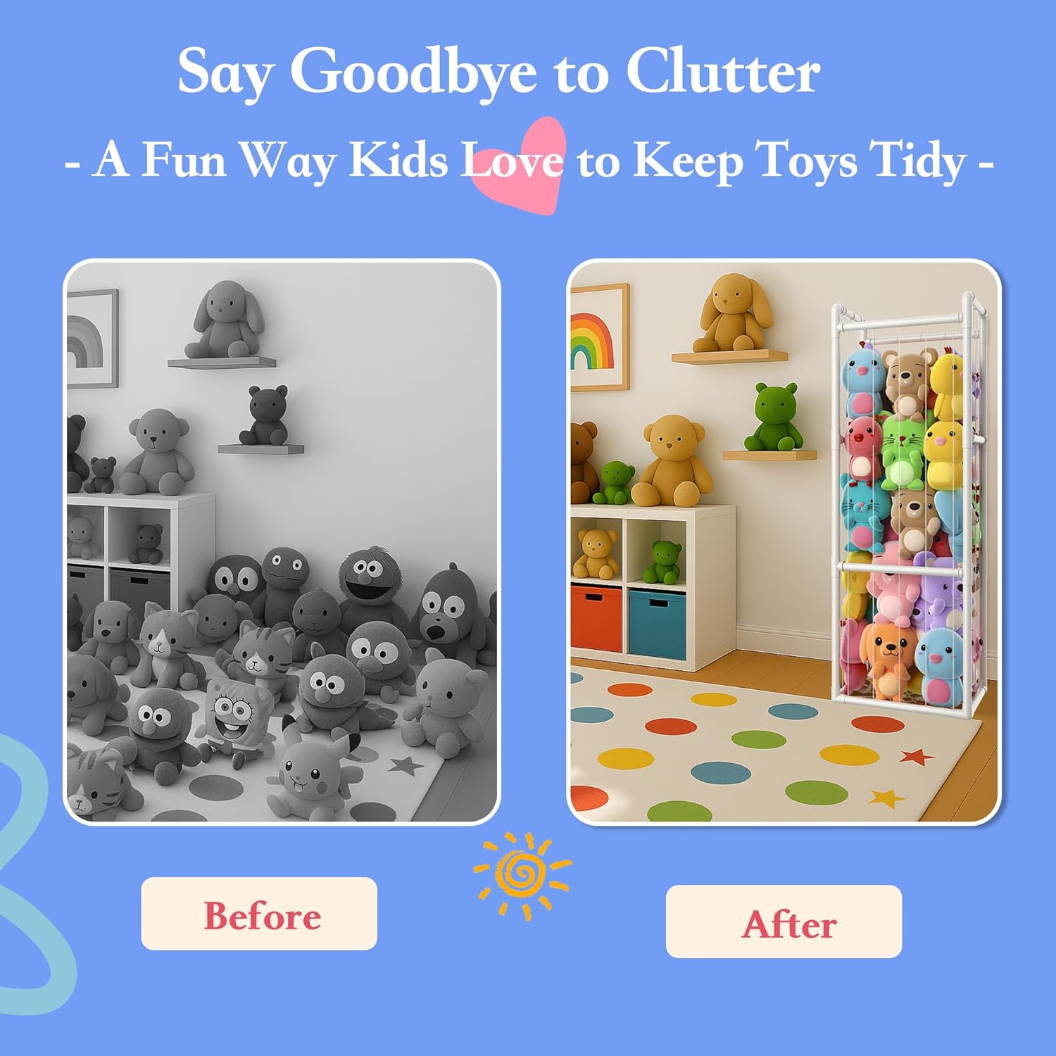 Stuffed Animal Zoo for Bedroom - Holds 150+ Plushies | 45lb Load Heavy Duty Toy Storage | 10-Min Tool-Free Setup - 95% Space Saved Organizer for Nursery Playroom - Say Goodbye to Floor Mess - Image 3