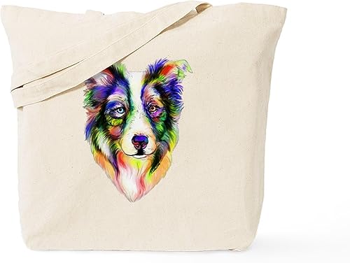 Vista 53 de CafePress Border Collie - Bolsa de lona natural, bolsa de compras reutilizable