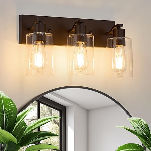 Miniatura 12 de 2 Luces Accesorios de Iluminación de Baño Cromados con Soporte de Vidrio Transparente de 13 Pulgadas, Lámpara de Tocador Moderna para Baño, Sobre