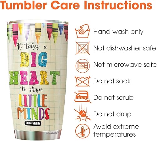 Miniatura 7 de TC-HA0030 - Vaso para profesores de 20 onzas, con texto en inglés "It Takes A Big Heart To Shape Little Minds", taza de información nutricional para